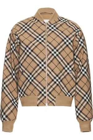 Burberry Check Bomber Jacket in Linden - Brown. Size S (also in XL/1X).