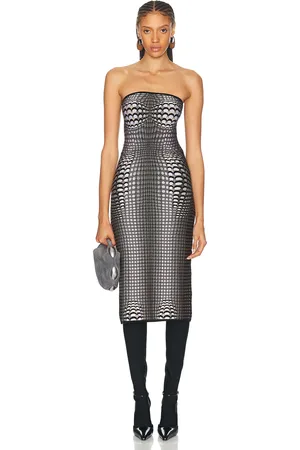 Marine Serre Moon Skin Jacquard Knit Tube Dress in Stone Grey - Grey. Size M (also in S, XS).