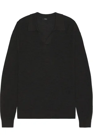THEORY Johnny Collar Polo in Mink Melange - Grey. Size L (also in M).