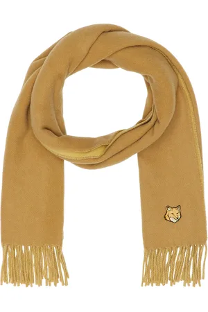 Maison Kitsuné Bold Fox Head Double Face Scarf in Chino Beige - Brown. Size all.