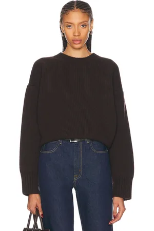 Rohe Compact Knit Crewneck Sweater in Dark Brown - Chocolate. Size 34 (also in 38, 42).