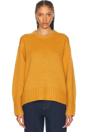 Guest In Residence Cozy Crew Cashmere Sweater in Sungold - Yellow. Size L (also in M, S, XS).