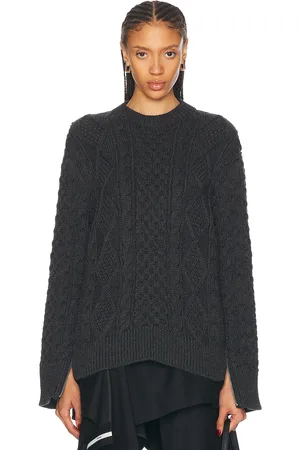 MONSE Zipper Oversized Sweater in Charcoal - Charcoal. Size L (also in M, S, XS).