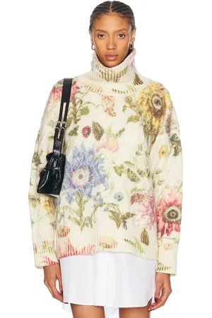 MONSE Chunky Floral Sweater in Multi - Cream. Size S (also in ).