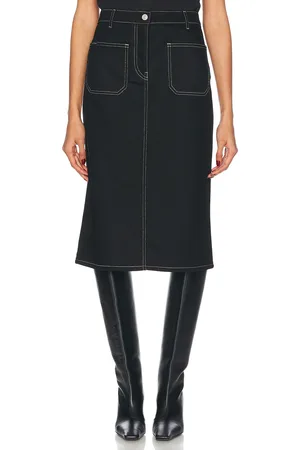 Courrèges 2 Pocket Denim Skirt in Black & White - Black. Size 24 (also in 25, 26, 27).