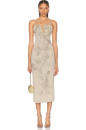 Cult Gaia Soraiya Knit Dress in Fog Shimmer - Metallic Neutral. Size L (also in ).