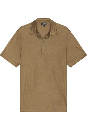 Ermenegildo Zegna High Performance Polo in Khaki - Brown. Size L (also in M, S, XL/1X).