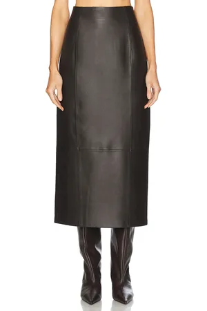 Jenni Kayne Leather Sienna Skirt in Chocolate - Chocolate. Size L (also in M, S, XS).
