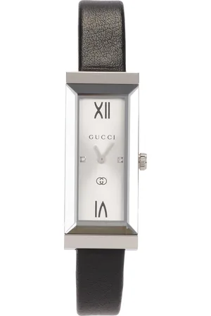 Gucci G Frame Watch in Stainless Steel & Black Leather - Black. Size all.