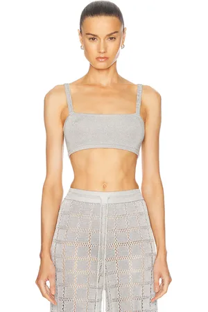 Calle Del Mar Glitter Knit Bandeau Top in Silver Glitter - Grey. Size M (also in S).