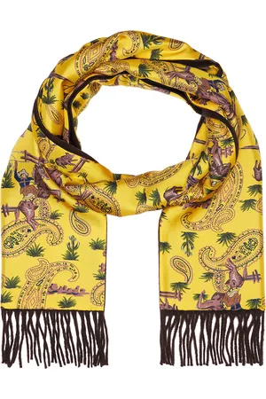 Beams Rev Scarf Cowboy in Yellow & Brown - Brown. Size all.