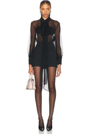 VALENTINO Chiffon Top in Nero - Black. Size 36 (also in 38).
