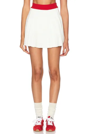 Casablanca Pleated Mini Skirt in White - White. Size M (also in S, XS).