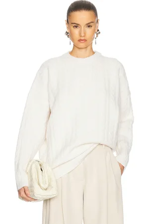 Rohe Relaxed Fit Cable Sweater in Off White - Ivory. Size 34 (also in 40, 42).