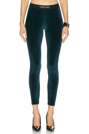 Tom Ford Signature Velour Legging in Dark Emerald - Green. Size L (also in XS).