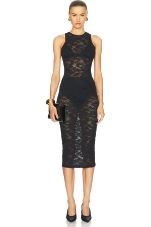 FLEUR DU MAL Le Stretch Lace Racer Tank Dress in Black - Black. Size XS (also in ).