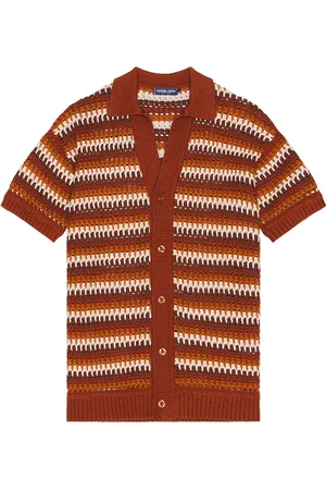 Frescobol Carioca Pinto Crochet Shirt in Silk Brown - Brown. Size L (also in M, S).