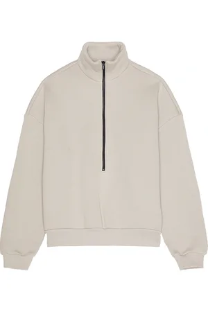 FEAR OF GOD Fleece Half Zip Mockneck in Paris Sky - Cream. Size XL/1X (also in ).
