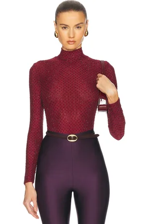 Retrofete Weylyn Mesh Top in Port - Burgundy. Size L (also in S).