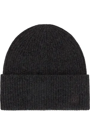 Totême Ribbed Wool Beanie in Charcoal Melange - Grey. Size all.