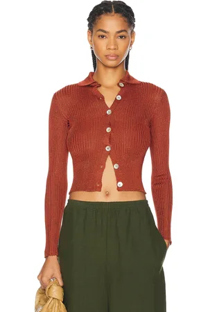 Calle Del Mar Long Sleeve Cardigan in Clay - Brick. Size M (also in S).