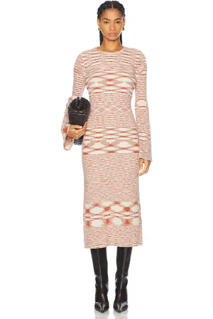 SIMON MILLER Axon Knit Dress in Rust & Rice Flour Multi - Cream,Rust. Size XL (also in ).
