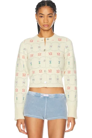Calle Del Mar Western Fair Isle Cashmere Cardigan in Yellow & Multi - Lemon. Size M (also in XS).