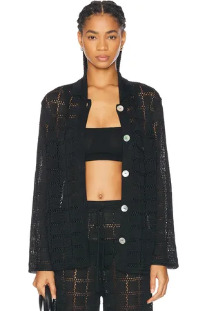 Calle Del Mar Long Sleeve Patchwork Shirt in Black - Black. Size L (also in M).