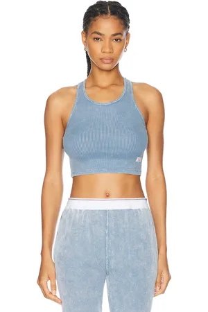 Alexander Wang Cropped Classic Racer Tank Top in Washed Blue - Baby Blue. Size L (also in M, S, XS).