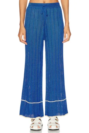 Calle Del Mar Wide Rib Pajama Pant in Lapis & Butter - Royal. Size L (also in M, S).