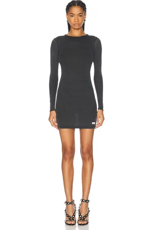 Alexander Wang Long Sleeve Mini Dress in Washed Black - Black. Size L (also in M, S, XS).