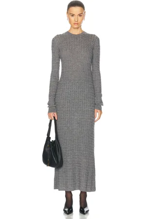 Totême Cable Knit Dress in Grey Melange - Grey. Size L (also in ).