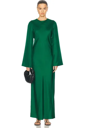 Rohe Minimal Wide Sleeved Silk Dress in Emerald - Green. Size 34 (also in 38).