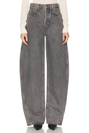 GRLFRND X Emily Gemma Paola Barrel Leg Jean in Telluride - Grey. Size 23 (also in 24, 25).