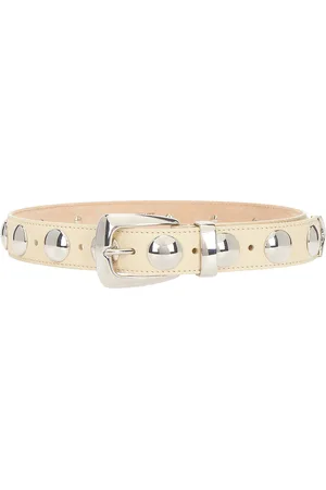 Khaite Benny 30mm Stud Belt in Dark Ivory - Ivory. Size 70 (also in ).