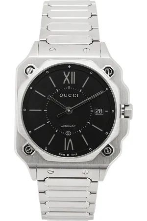 Gucci G-Flat 36mm Watch In Silver & Black in Silver & Black - Metallic Silver. Size all.