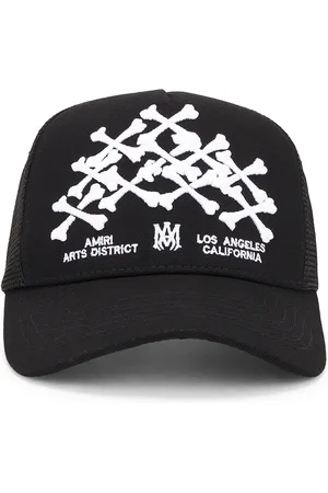 AMIRI Bones Stacked Trucker Hat in Black - Black. Size all.