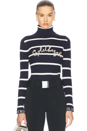 Goldbergh Mimi Sweater in Blue & Cream - Navy. Size L (also in ).