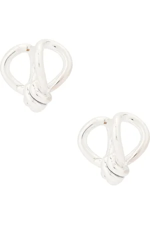 Bottega Veneta Hoop Earrings in Silver - Metallic Silver. Size all.