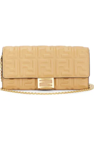 Fendi Zucca Wallet On Chain in Tan - Tan. Size all.