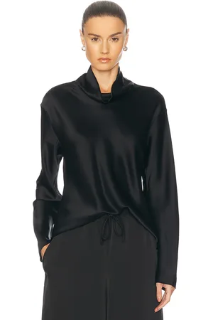 Leset Barb Long Sleeve Cowlneck Top in Black - Black. Size M (also in ).