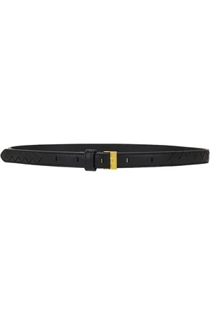 Bottega Veneta Intrecciato Belt in Black & Muse Brass - Black. Size 65 (also in 70, 75).