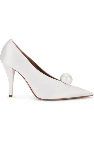 Retrofete Corinna Satin Heel in Winter White & Pearl - White. Size 36.5 (also in 37).