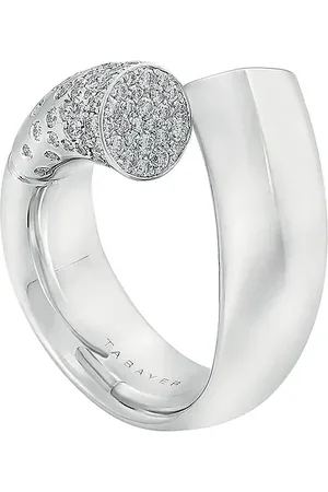Tabayer Oera Pave Ring in 18k White Gold & Pave Diamonds - Metallic Silver. Size 50 (also in 52, 56).
