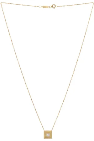 Azlee Carre Diamond Staircase Necklace in 18k Yellow Gold & Diamond - Metallic Gold. Size all.