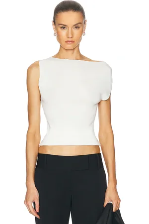 St Agni Asymmetric Knit Top in Off White - White. Size L (also in ).