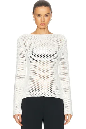 St Agni Cotton Crochet Jumper in Off White - White. Size L (also in ).