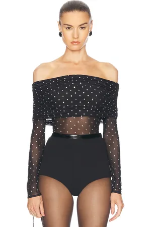 Retrofete Oriana Mesh Top in Black & Silver - Black. Size L (also in M, S, XL, XS).