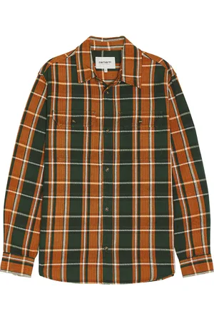Carhartt Longsleeve Hobart Shirt in Hobart Check & Sycamore Tree - Orange. Size L (also in M, S, XL/1X).