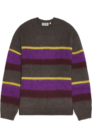 Carhartt Merton Sweater in Sundling Stripe & Aura - Grey. Size L (also in M, S, XL/1X).
